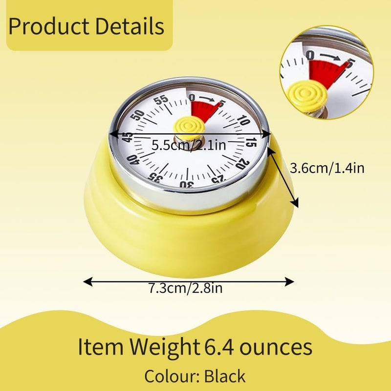 VOVCIG Stainless Steel Sauna Timer, Mechanical Clock Timer Sauna Accessory for Sauna Rooms and Spas, Up to 55 Minutes, Mechanical Self Drive No Batteries Required (Yellow) - Image 2